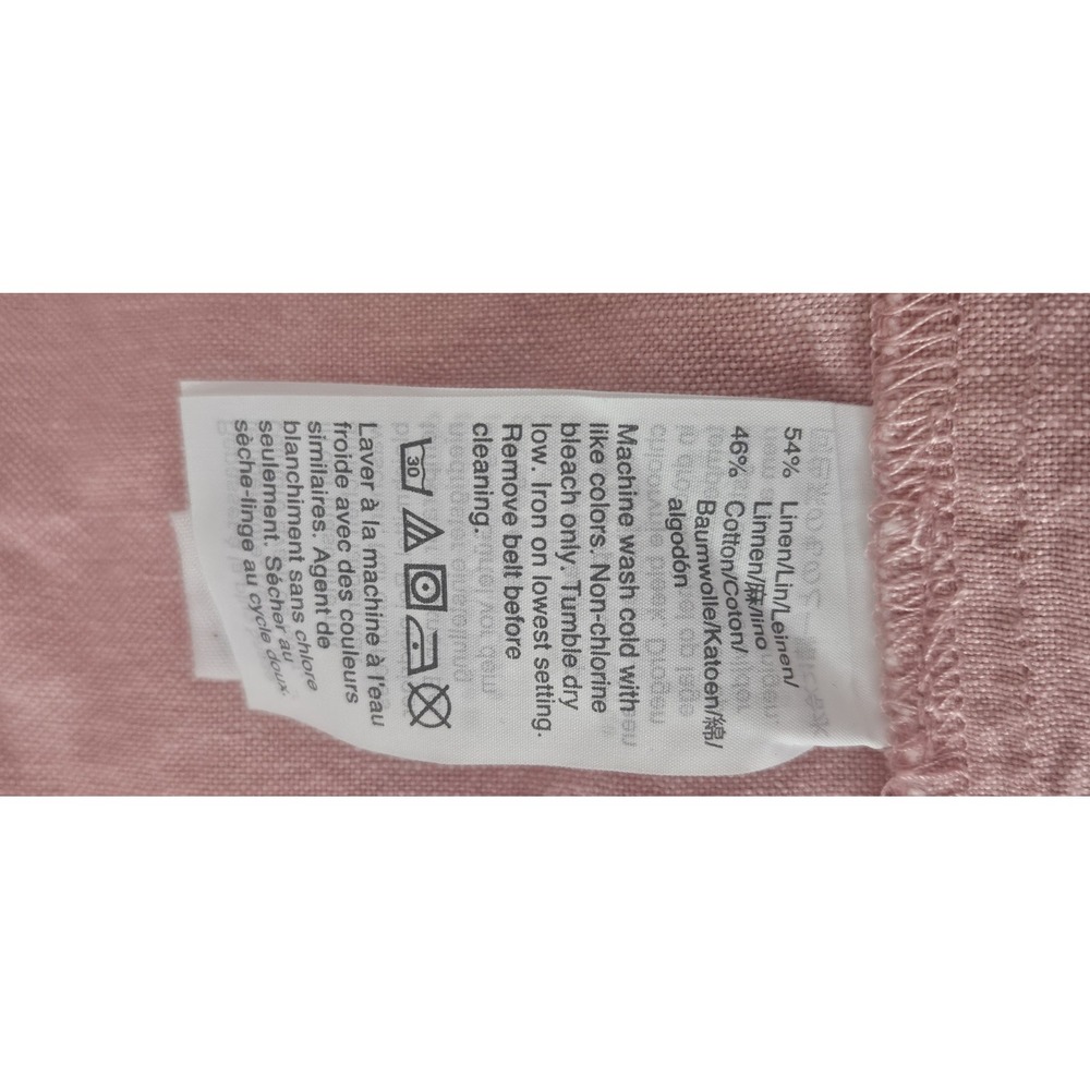 Madewell Linen cotton puff elbow sleeve tassel tie button up Jumpsuit pink XXS - Picture 6 of 11